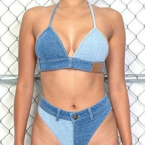 Stylish Denim Bikini Set in Blue